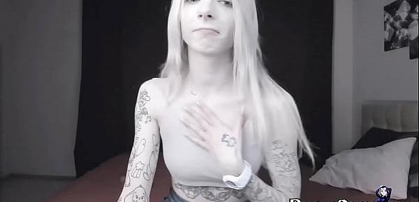  Pale Slim Tattoo Camgirl Flashes Her Tits on Cam